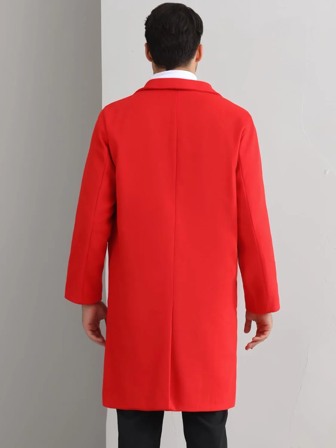 Lars Amadeus Winter Coats for Men's Notched Collar Double Breasted Long Trench Coat