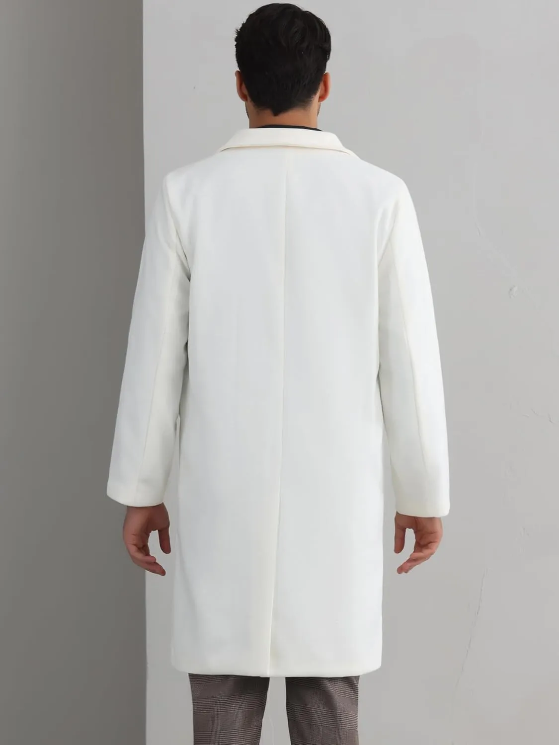Lars Amadeus Winter Coats for Men's Notched Collar Double Breasted Long Trench Coat