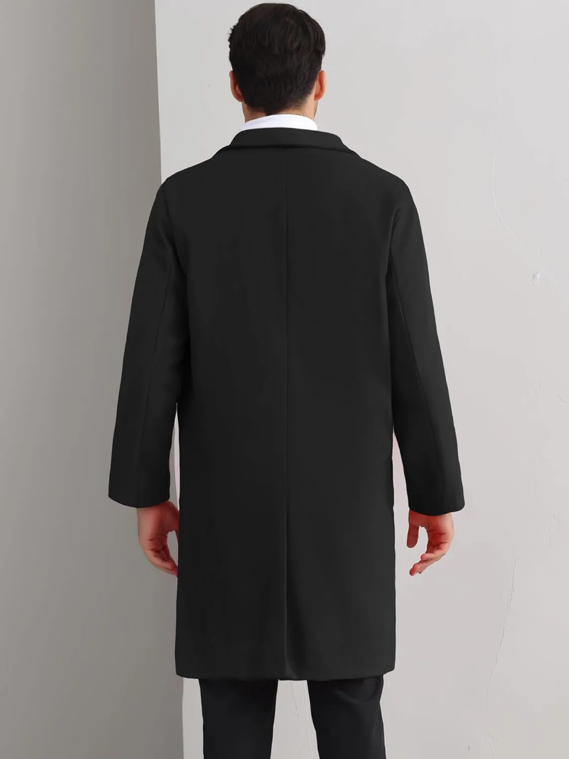 Lars Amadeus Winter Coats for Men's Notched Collar Double Breasted Long Trench Coat