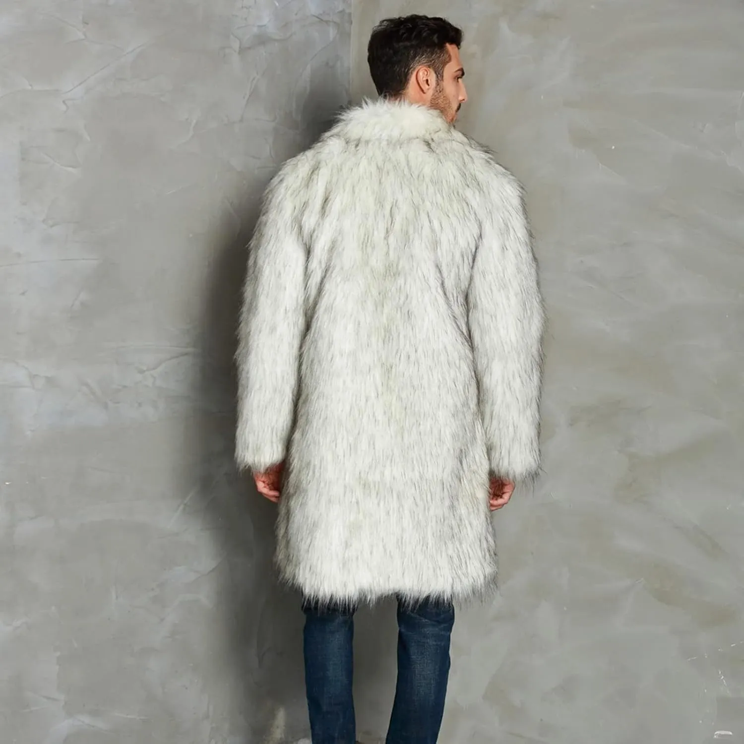 LCMTWX Men's Winter Thickened Warm Coats Solid Color Lapel Long Sleeve Coat Cardigan Plush Long Coat Mens Winter Coats