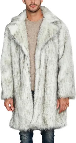 LCMTWX Men's Winter Thickened Warm Coats Solid Color Lapel Long Sleeve Coat Cardigan Plush Long Coat Mens Winter Coats