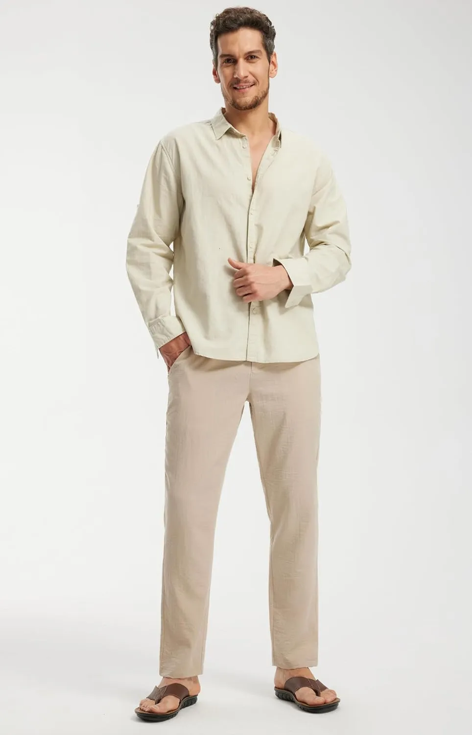 Libin Men's Imitation Linen Pants Casual Pants Lightweight Pants Summer Beach Lounge Pants