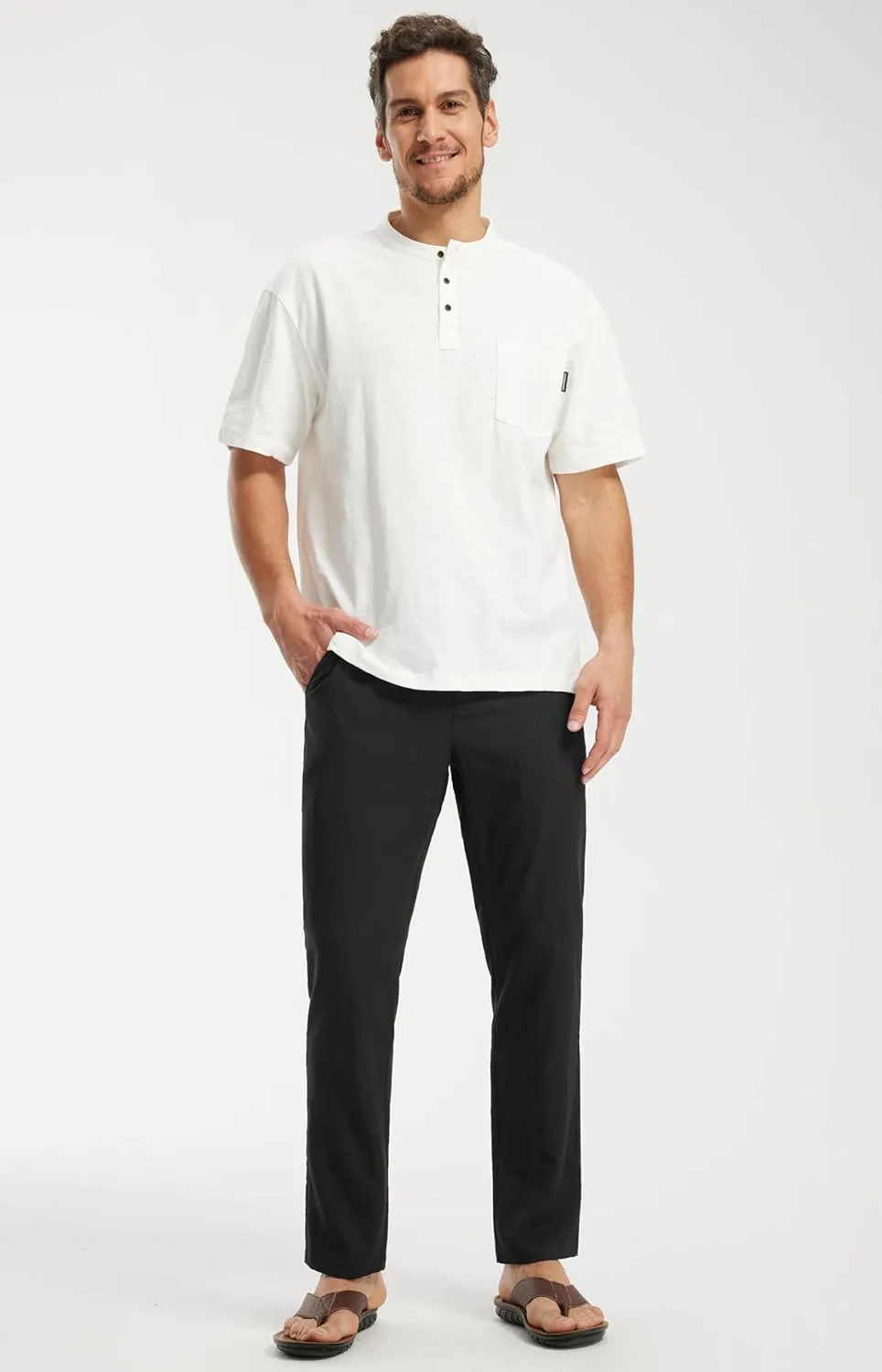 Libin Men's Imitation Linen Pants Casual Pants Lightweight Pants Summer Beach Lounge Pants