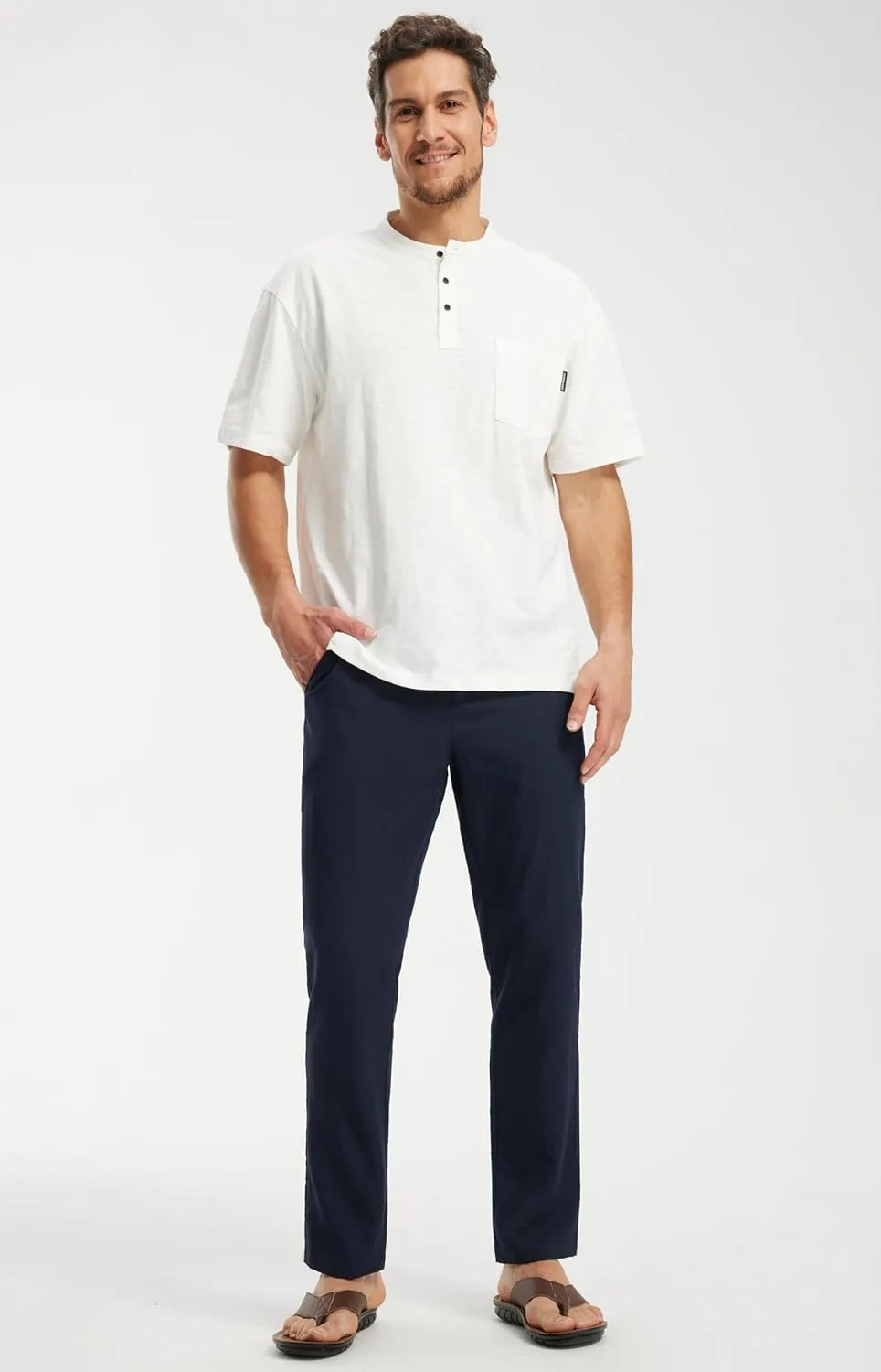 Libin Men's Imitation Linen Pants Casual Pants Lightweight Pants Summer Beach Lounge Pants