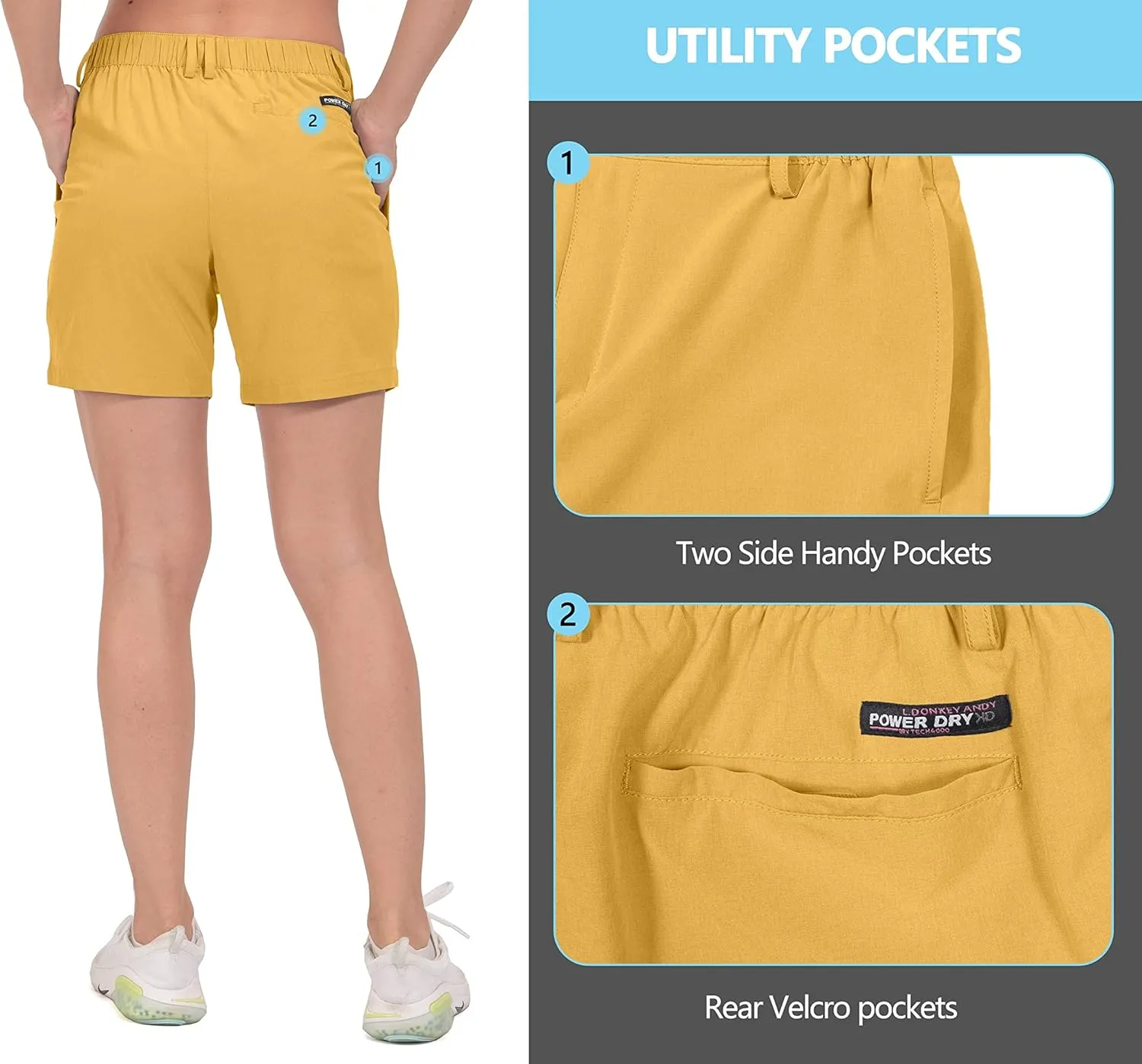 Little Donkey Andy Women's Bermuda Quick Dry Lightweight Stretch Shorts Golf Hiking Travel