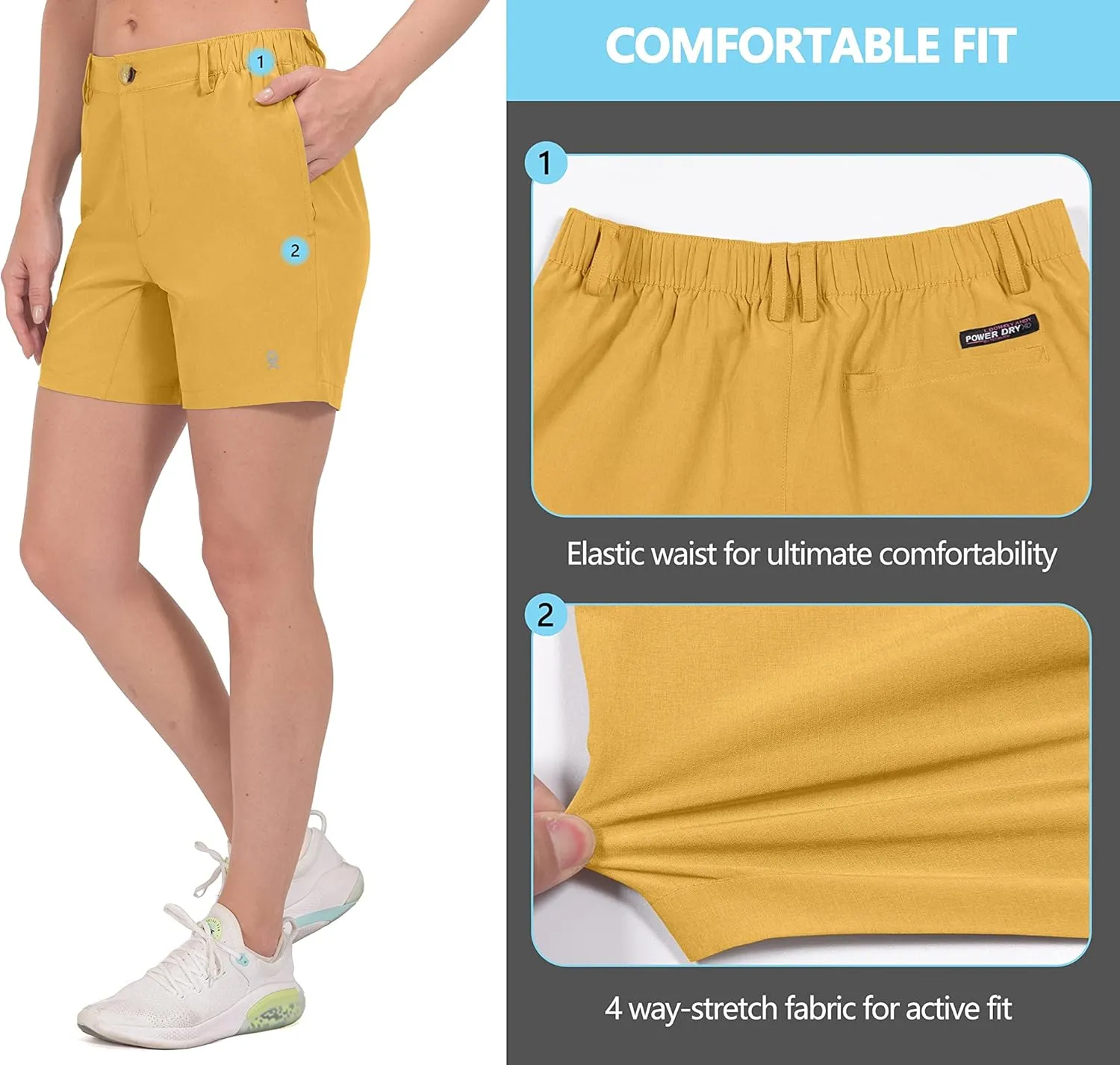 Little Donkey Andy Women's Bermuda Quick Dry Lightweight Stretch Shorts Golf Hiking Travel