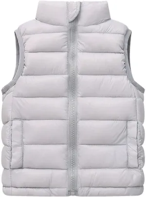 Little Girls Boys Winter Warm Softshell Quilted Padded Puffer Down Vest Ultra Light Waistcoat Jacket