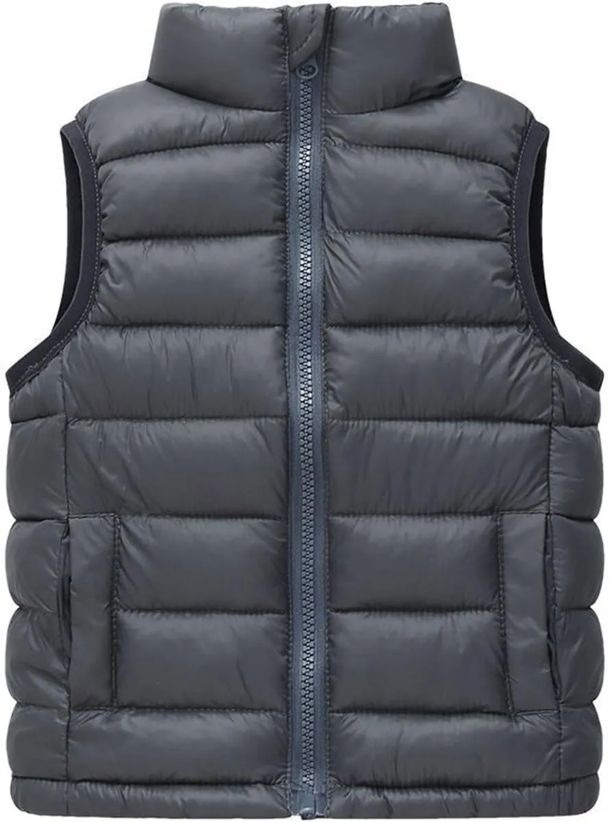 Little Girls Boys Winter Warm Softshell Quilted Padded Puffer Down Vest Ultra Light Waistcoat Jacket