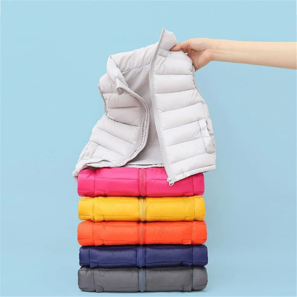 Little Girls Boys Winter Warm Softshell Quilted Padded Puffer Down Vest Ultra Light Waistcoat Jacket