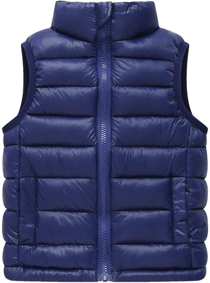 Little Girls Boys Winter Warm Softshell Quilted Padded Puffer Down Vest Ultra Light Waistcoat Jacket