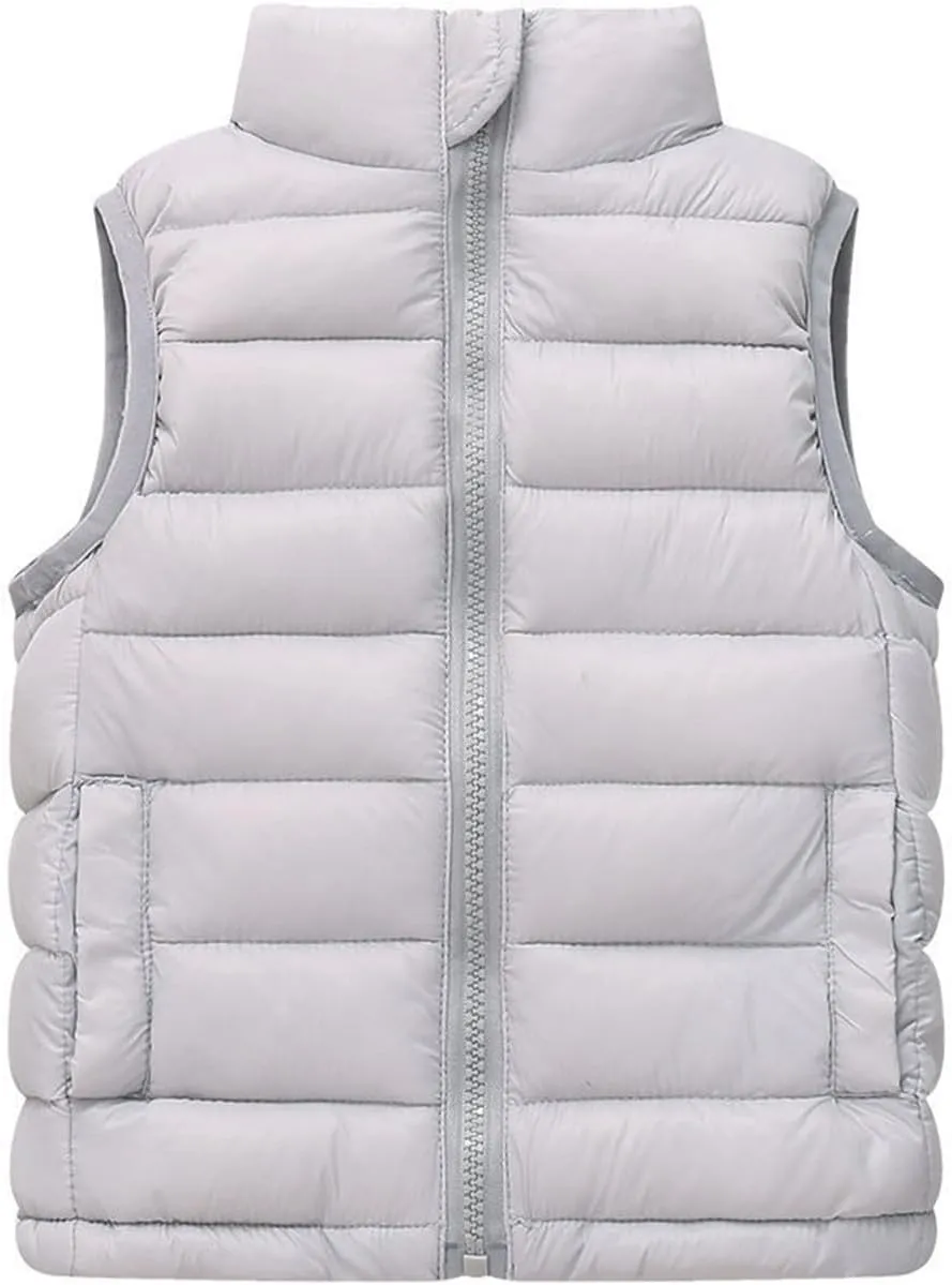 Little Girls Boys Winter Warm Softshell Quilted Padded Puffer Down Vest Ultra Light Waistcoat Jacket