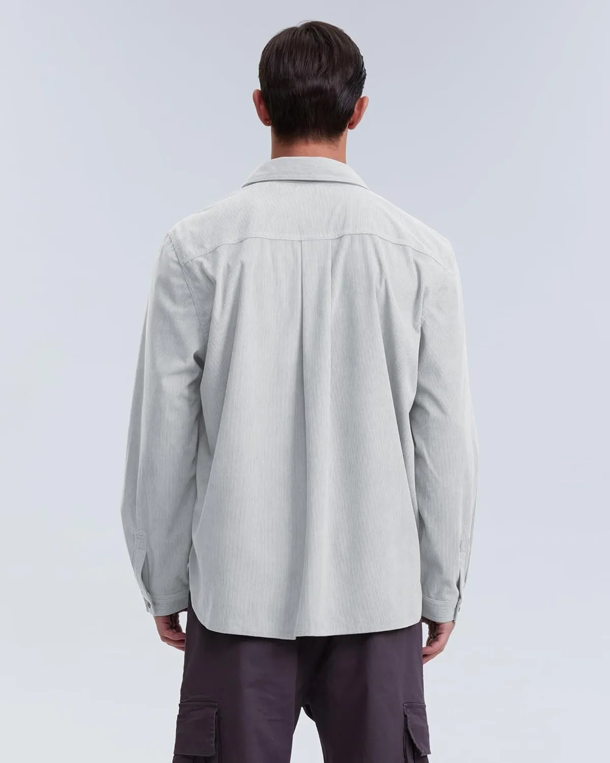 Locachy Men's Casual Corduroy Shirt Loose Button Down Corduroy Shacket Jacket