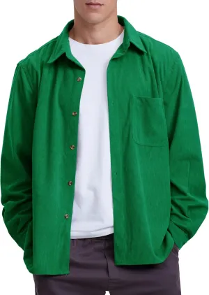 Locachy Men's Casual Corduroy Shirt Loose Button Down Corduroy Shacket Jacket