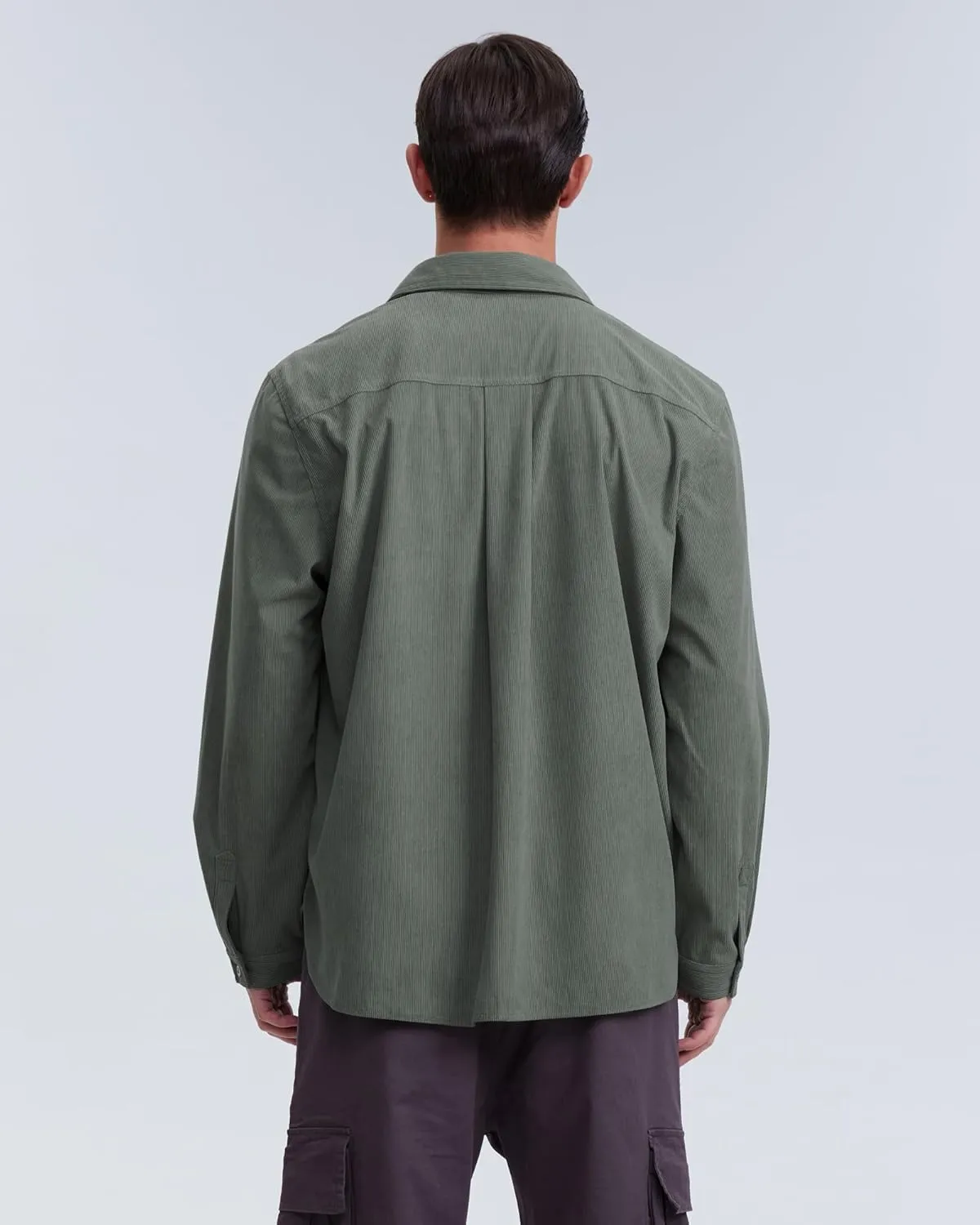 Locachy Men's Casual Corduroy Shirt Loose Button Down Corduroy Shacket Jacket