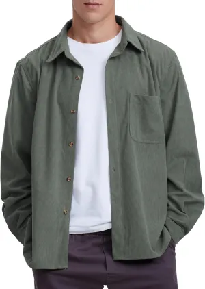 Locachy Men's Casual Corduroy Shirt Loose Button Down Corduroy Shacket Jacket
