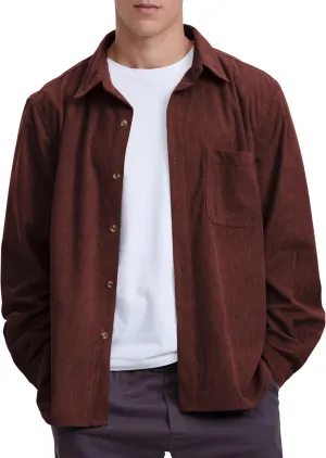 Locachy Men's Casual Corduroy Shirt Loose Button Down Corduroy Shacket Jacket