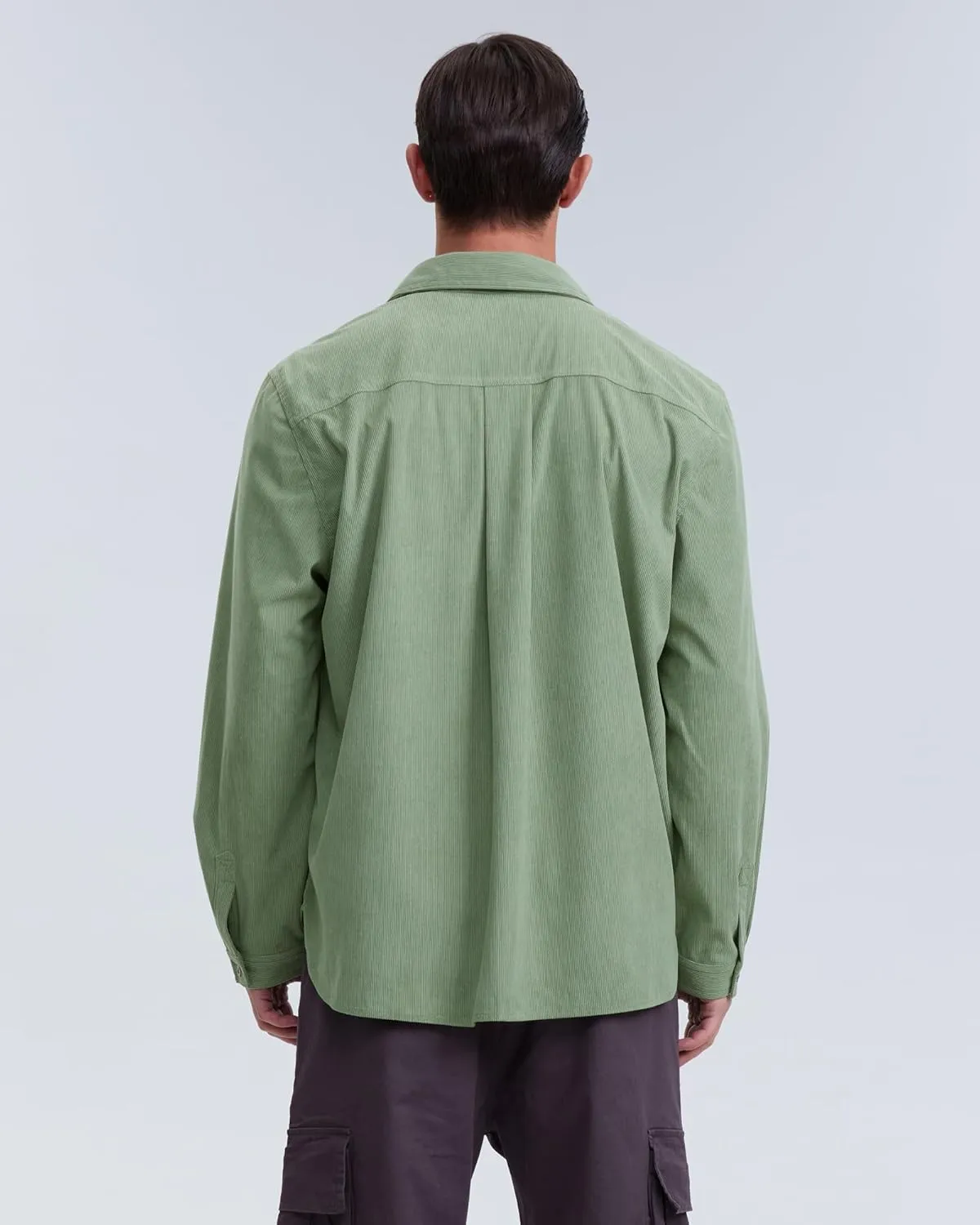 Locachy Men's Casual Corduroy Shirt Loose Button Down Corduroy Shacket Jacket