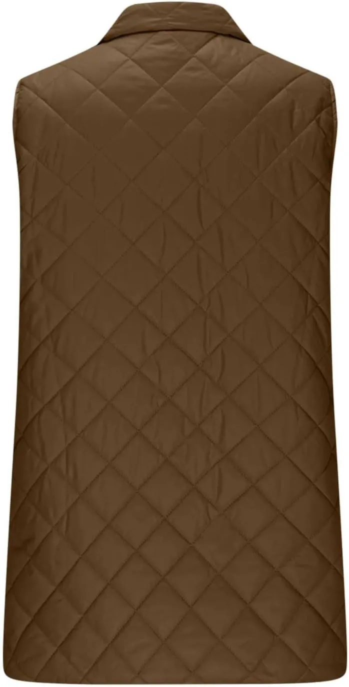 Long Puffer Vest Women Winter Quilted Coat Sleeveless Warm Jackets Zip Up Fluffy Vests Stand Collar Puffy Coats