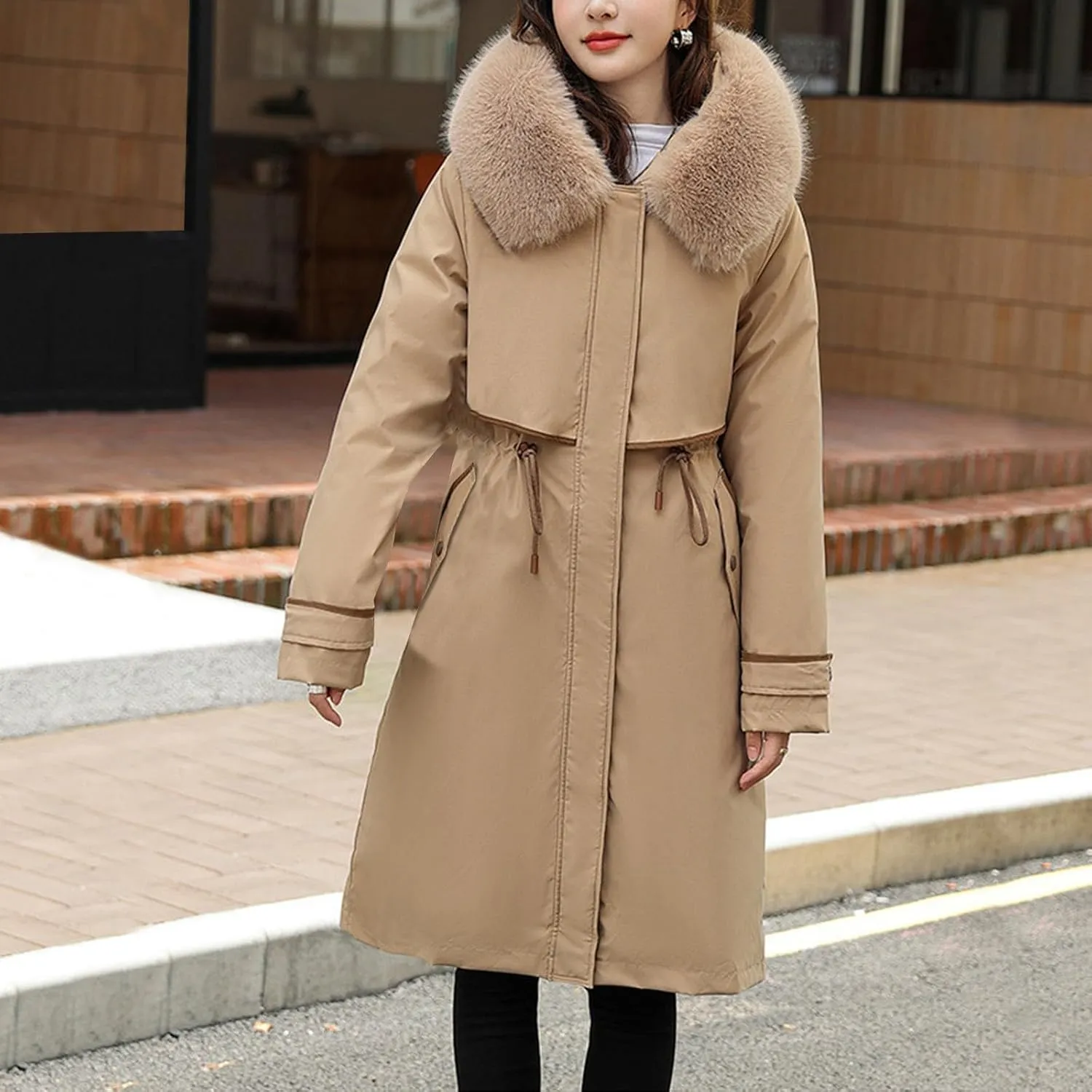 Long Winter Coats for Women Maxi Down Parka Warm Puffer Jacket Faux Fur Hood Cold-Resistant Thicken Overcoat