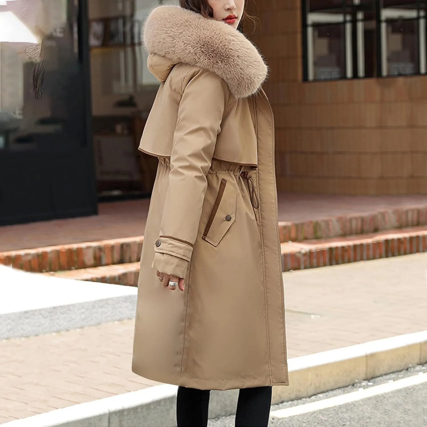 Long Winter Coats for Women Maxi Down Parka Warm Puffer Jacket Faux Fur Hood Cold-Resistant Thicken Overcoat