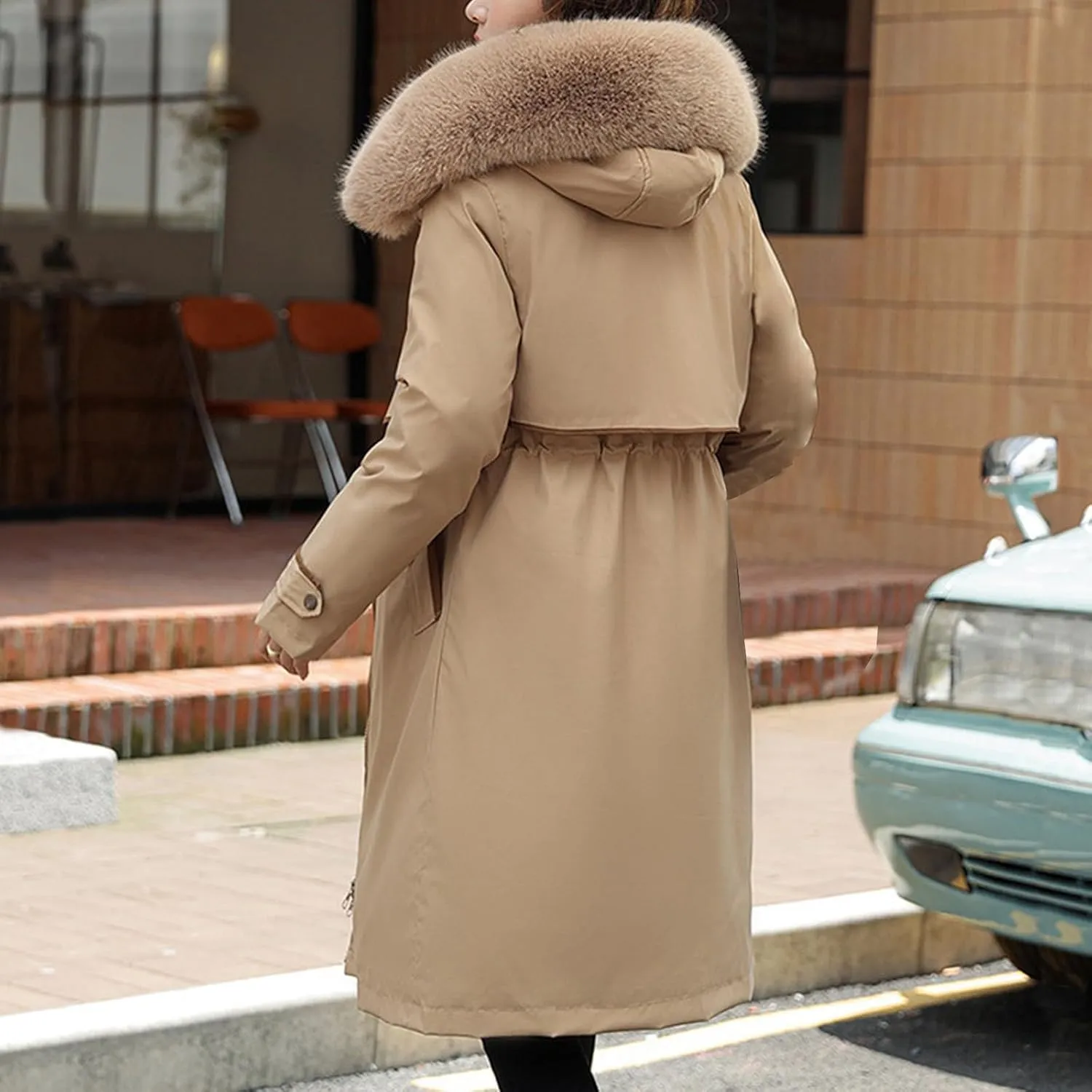 Long Winter Coats for Women Maxi Down Parka Warm Puffer Jacket Faux Fur Hood Cold-Resistant Thicken Overcoat