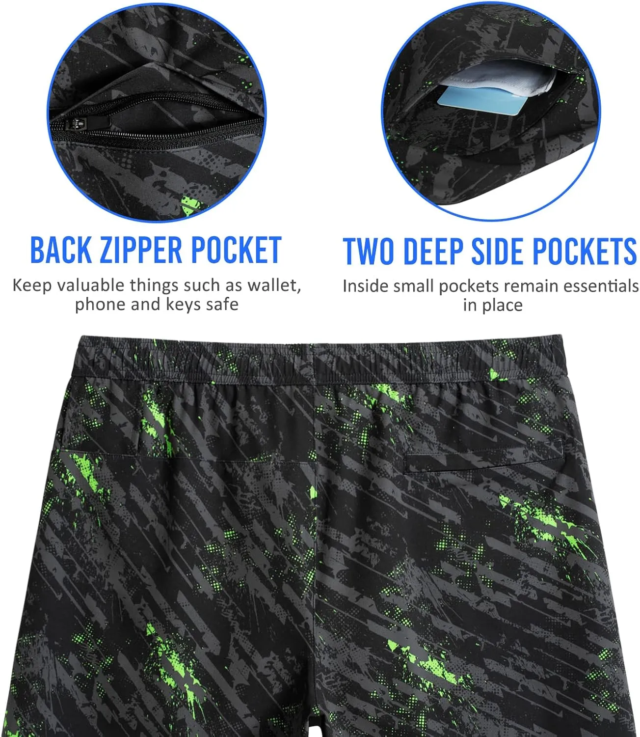 maamgic Mens Workout Shorts 2 in 1 Stretch 5" Gym Shorts Running Shorts with Compression Liner Zip Pocket