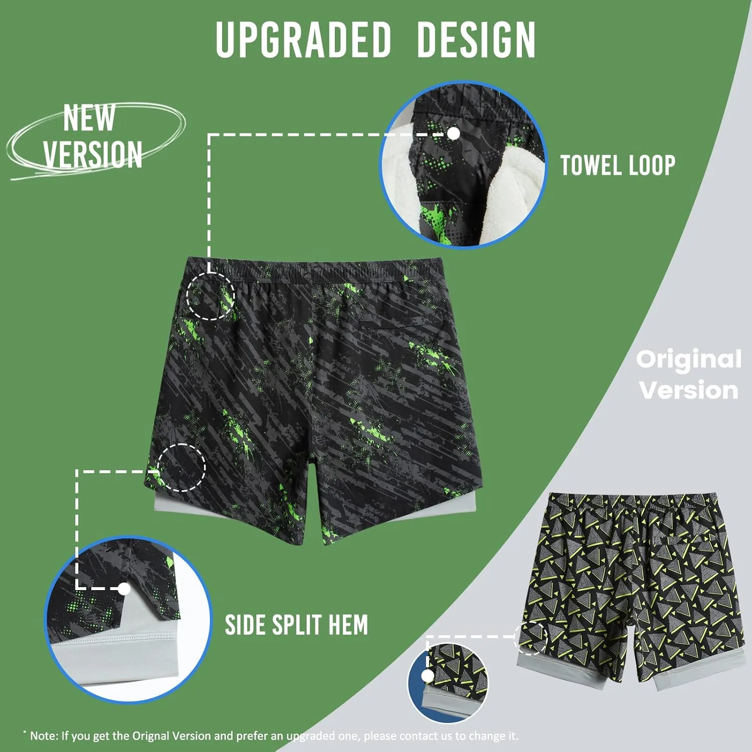 maamgic Mens Workout Shorts 2 in 1 Stretch 5" Gym Shorts Running Shorts with Compression Liner Zip Pocket