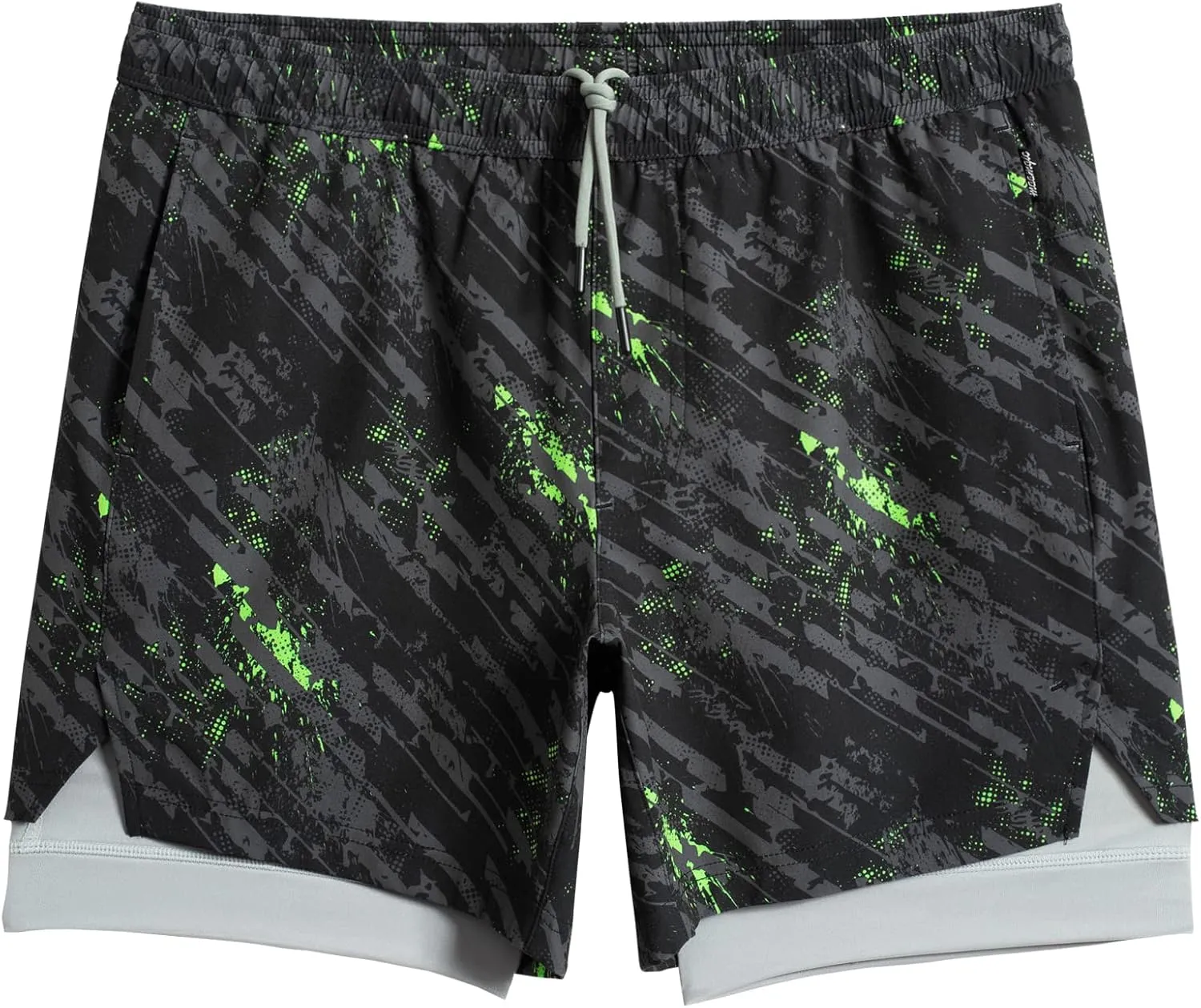maamgic Mens Workout Shorts 2 in 1 Stretch 5" Gym Shorts Running Shorts with Compression Liner Zip Pocket