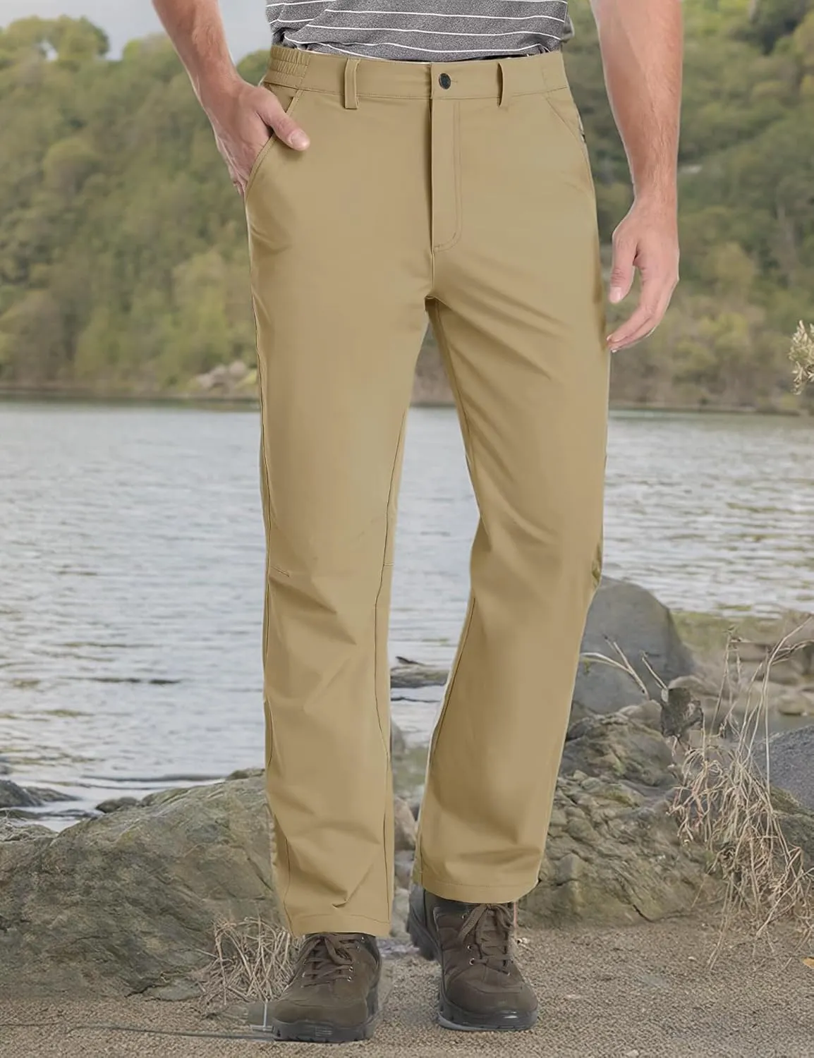 MAGCOMSEN Men's Golf Pants Stretch Fast Dry Lightweight Casual Hiking Pants with 3 Pockets