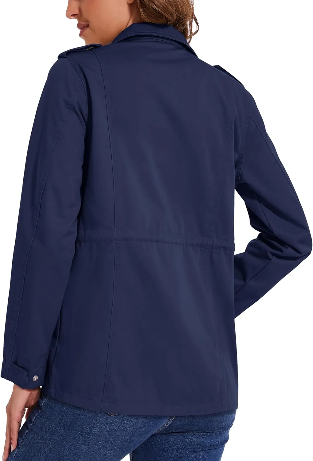 MAGCOMSEN Women's Utility Jackets Lightweight Anorak Drawstring Waist Zip Up Field Military Casual Coat with 4 Pockets