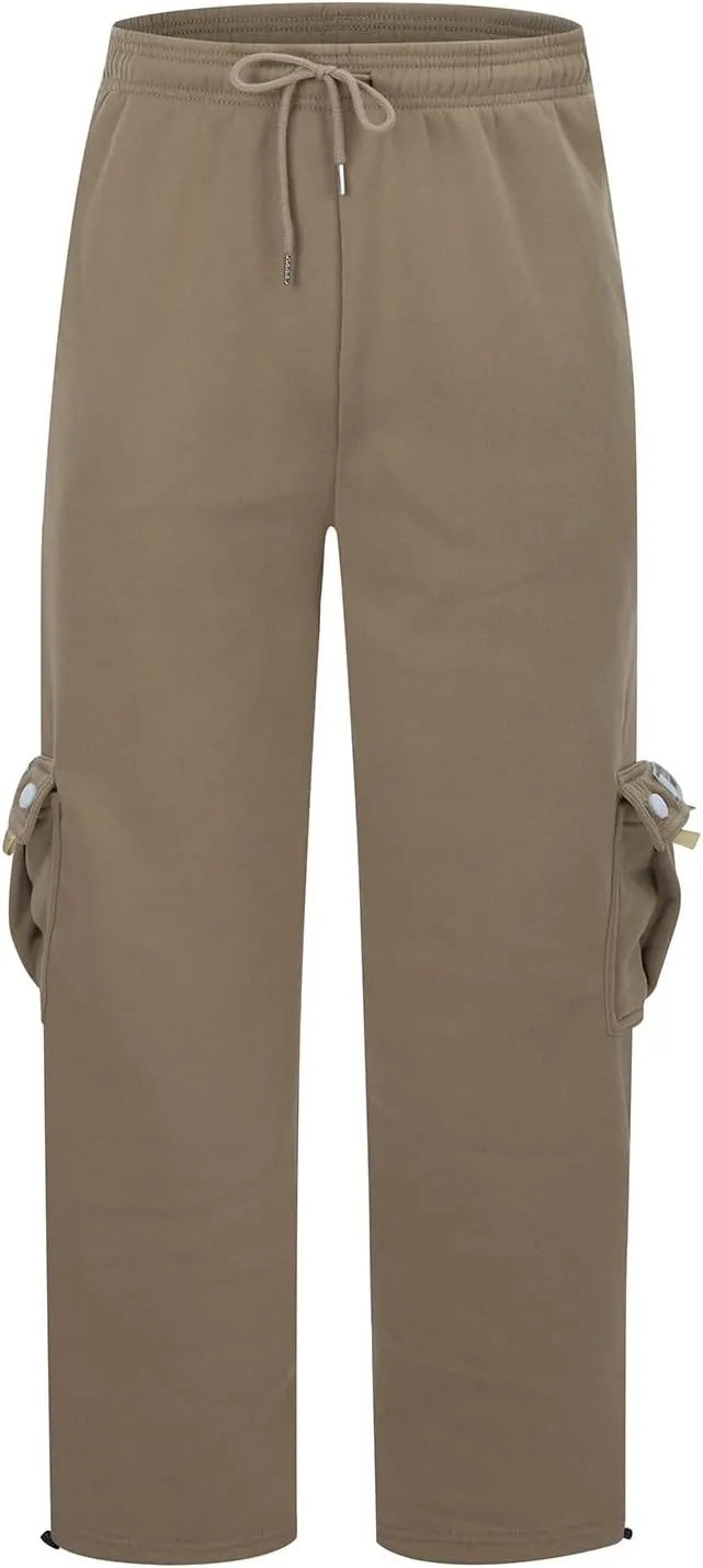 Men Cargo Pants Casual Work Hiking Pants Drawstring Elastic Waisted Loose Joggers Outdoor Straight Leg Sweatpants