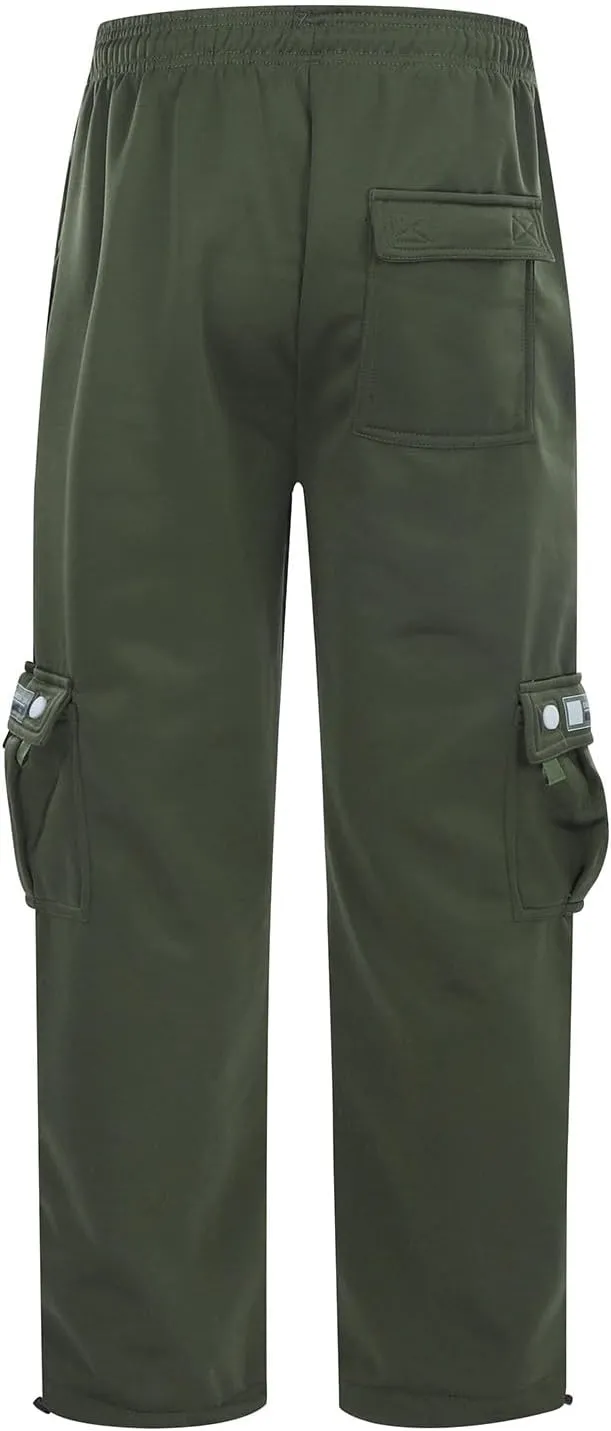 Men Cargo Pants Casual Work Hiking Pants Drawstring Elastic Waisted Loose Joggers Outdoor Straight Leg Sweatpants
