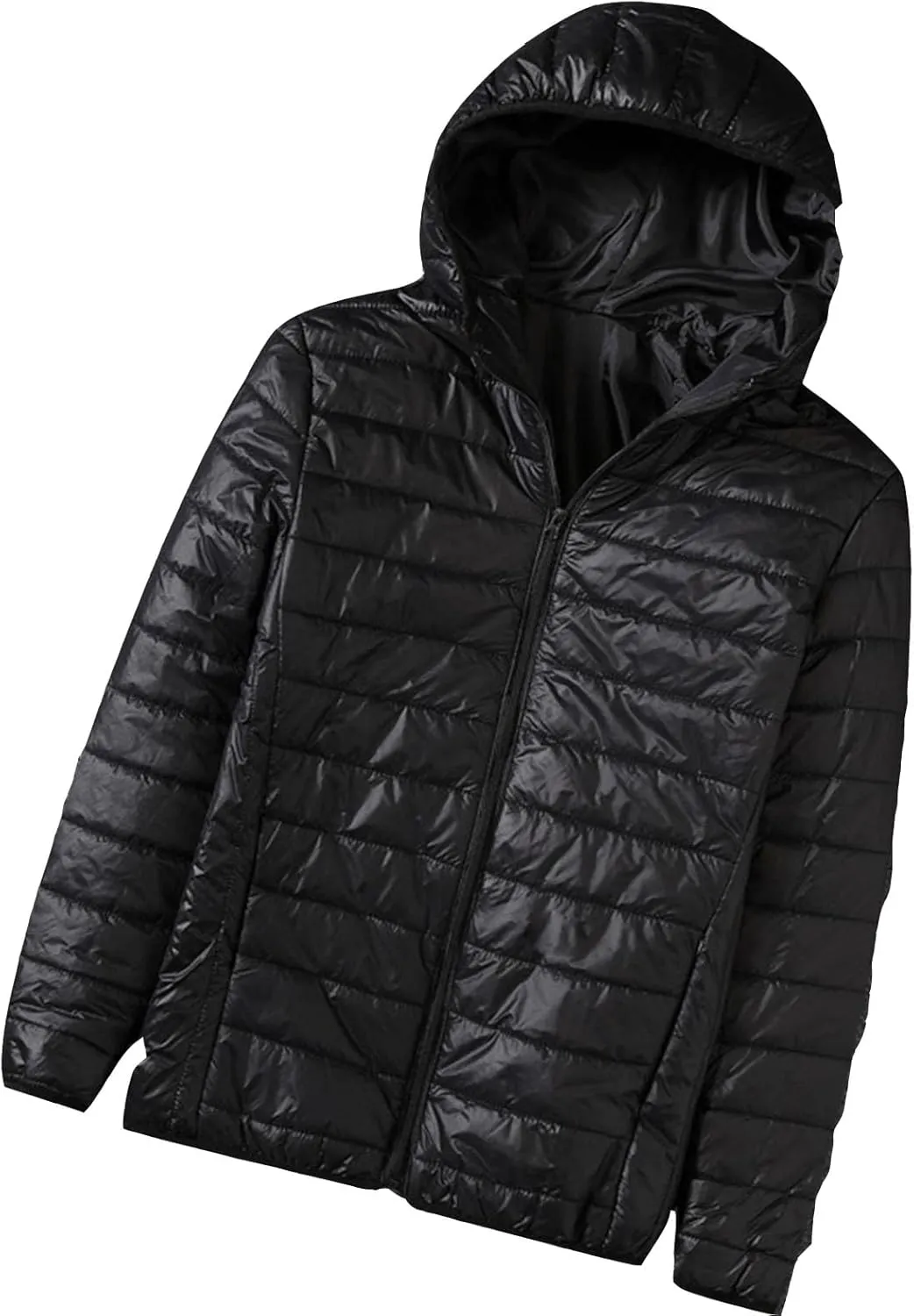 Men Winter Insulated Thick Outwear with Hood Lightweight Puffer Jacket Packable Quilted Hooded Bubble Down Jackets