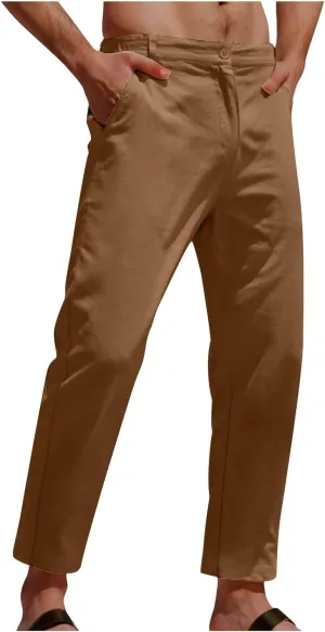 Mens Athletic Pants Casual Hiking Pants Solid Joggers Pants Light Elastic Waist Pants Comfortable Classic Pants
