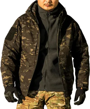 Men's Camouflage Hooded Jacket Outdoor Waterproof Soft Shell Tactical Jackets Camo Lightweight Outdoor Hiking Coat
