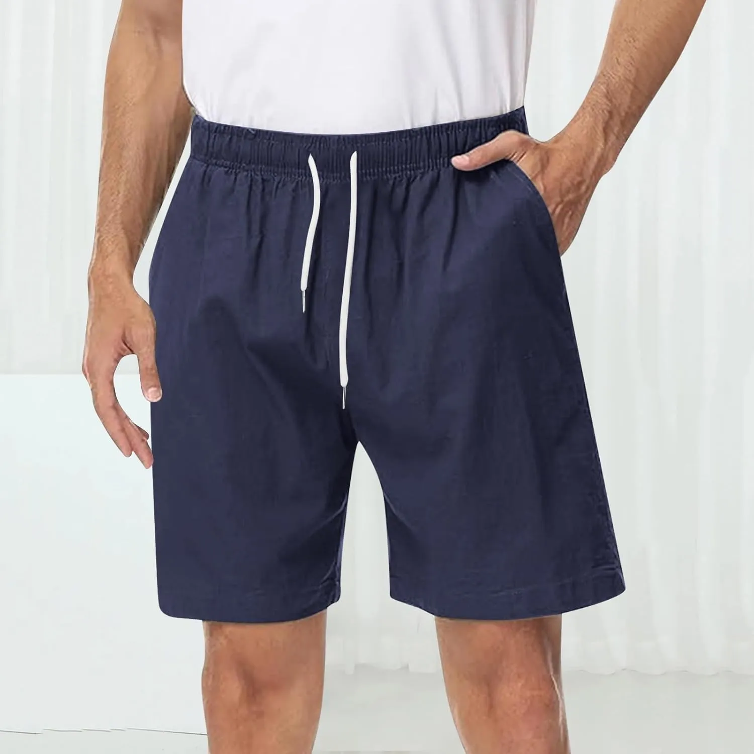 Mens Casual Shorts Stretch Waist Summer Beach Shorts with Pockets Lightweight Summer Hiking Work Shorts
