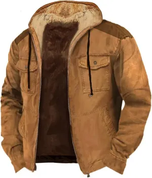 Mens Casual Softshell Jackets Fashion Solid Long Sleeve Zipper Drawstring Hooded Coats Hipster Loose Utility Jackets