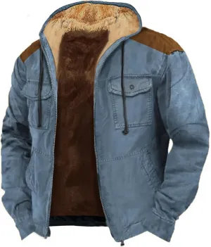 Mens Casual Softshell Jackets Fashion Solid Long Sleeve Zipper Drawstring Hooded Coats Hipster Loose Utility Jackets