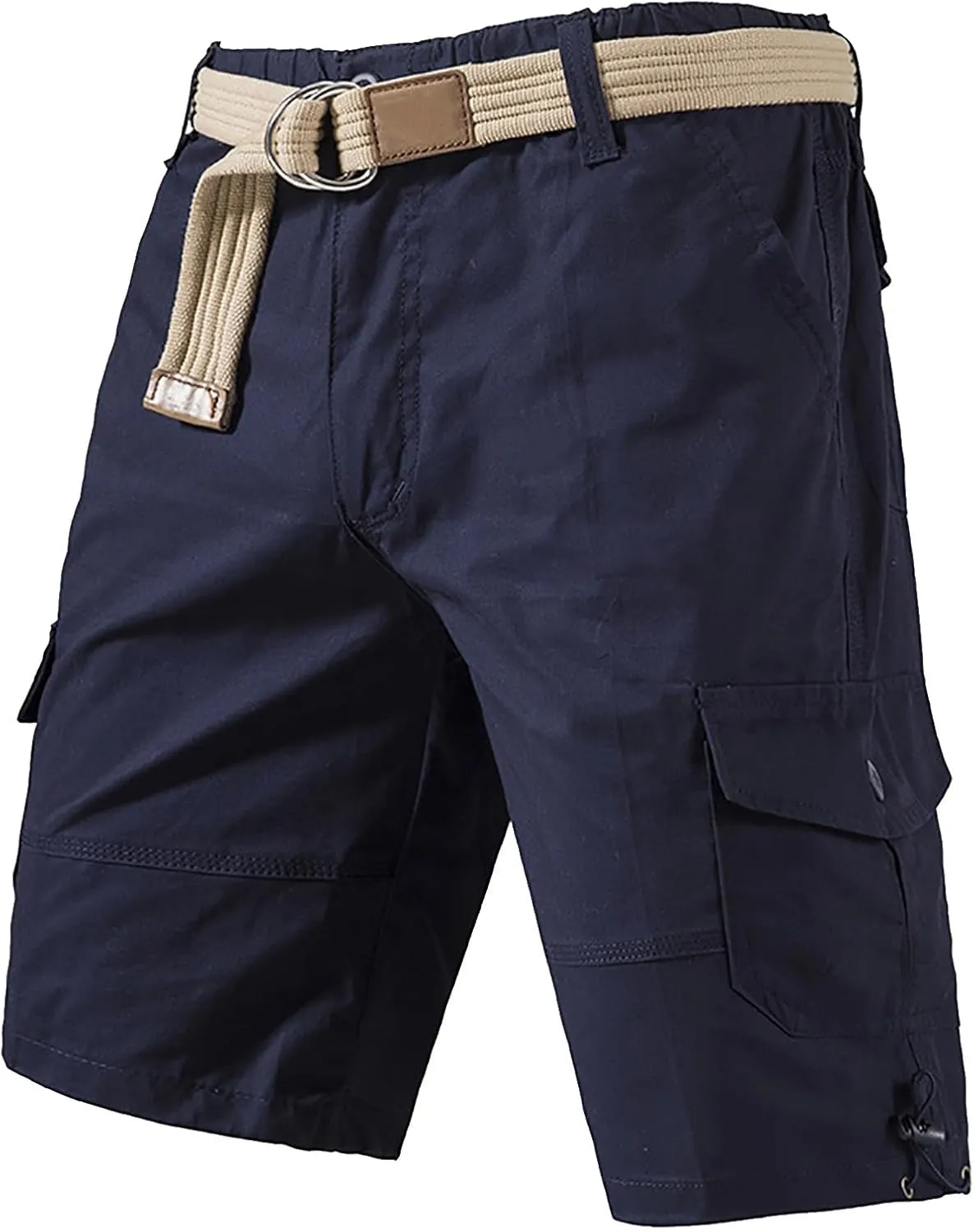 Mens Casual Twill Cargo Shorts 2025 Summer Cotton Elastic Waist Relaxed Fit Classic Cargo Stretch Shorts