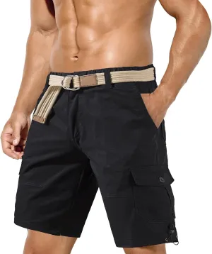 Mens Casual Twill Cargo Shorts 2025 Summer Cotton Elastic Waist Relaxed Fit Classic Cargo Stretch Shorts