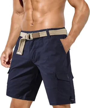 Mens Casual Twill Cargo Shorts 2025 Summer Cotton Elastic Waist Relaxed Fit Classic Cargo Stretch Shorts