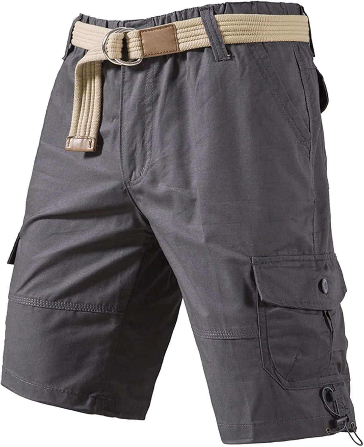 Mens Casual Twill Cargo Shorts 2025 Summer Cotton Elastic Waist Relaxed Fit Classic Cargo Stretch Shorts