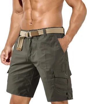 Mens Casual Twill Cargo Shorts 2025 Summer Cotton Elastic Waist Relaxed Fit Classic Cargo Stretch Shorts