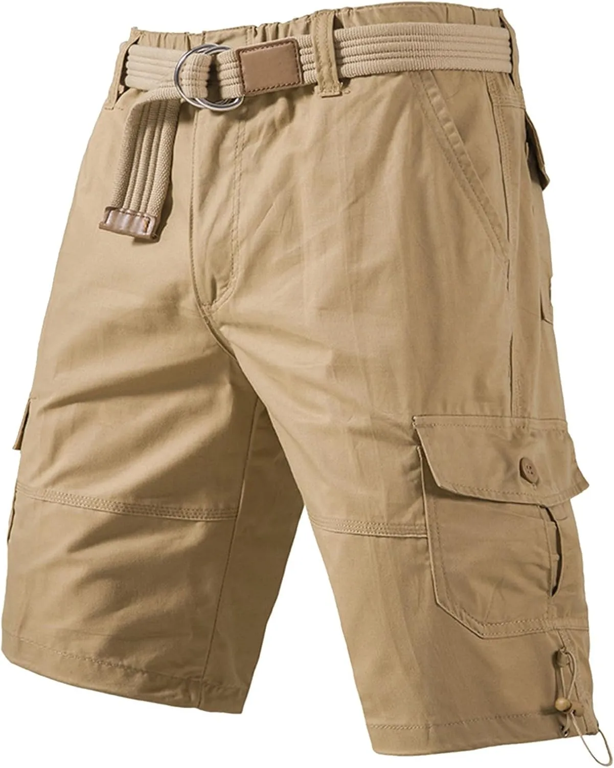 Mens Casual Twill Cargo Shorts 2025 Summer Cotton Elastic Waist Relaxed Fit Classic Cargo Stretch Shorts