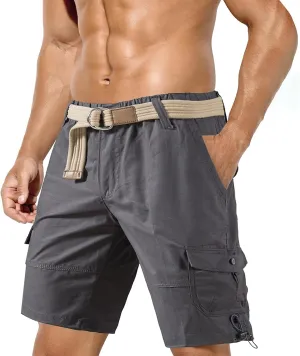 Mens Casual Twill Cargo Shorts 2025 Summer Cotton Elastic Waist Relaxed Fit Classic Cargo Stretch Shorts