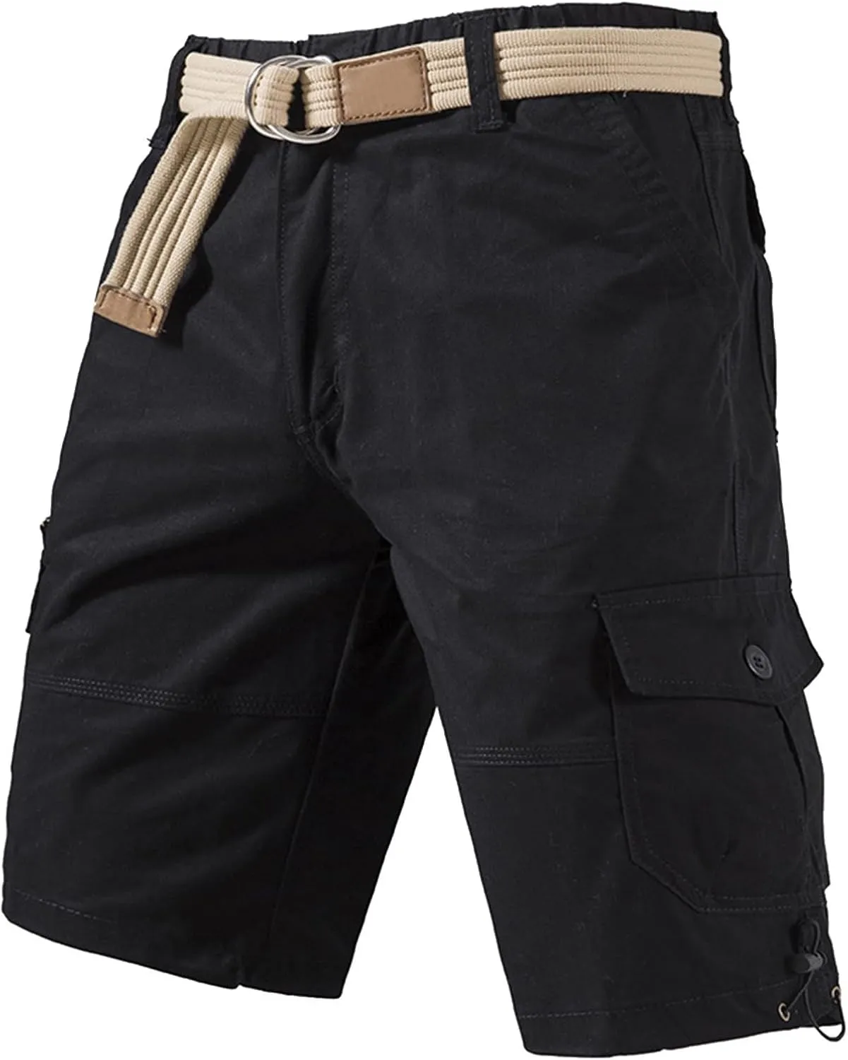 Mens Casual Twill Cargo Shorts 2025 Summer Cotton Elastic Waist Relaxed Fit Classic Cargo Stretch Shorts