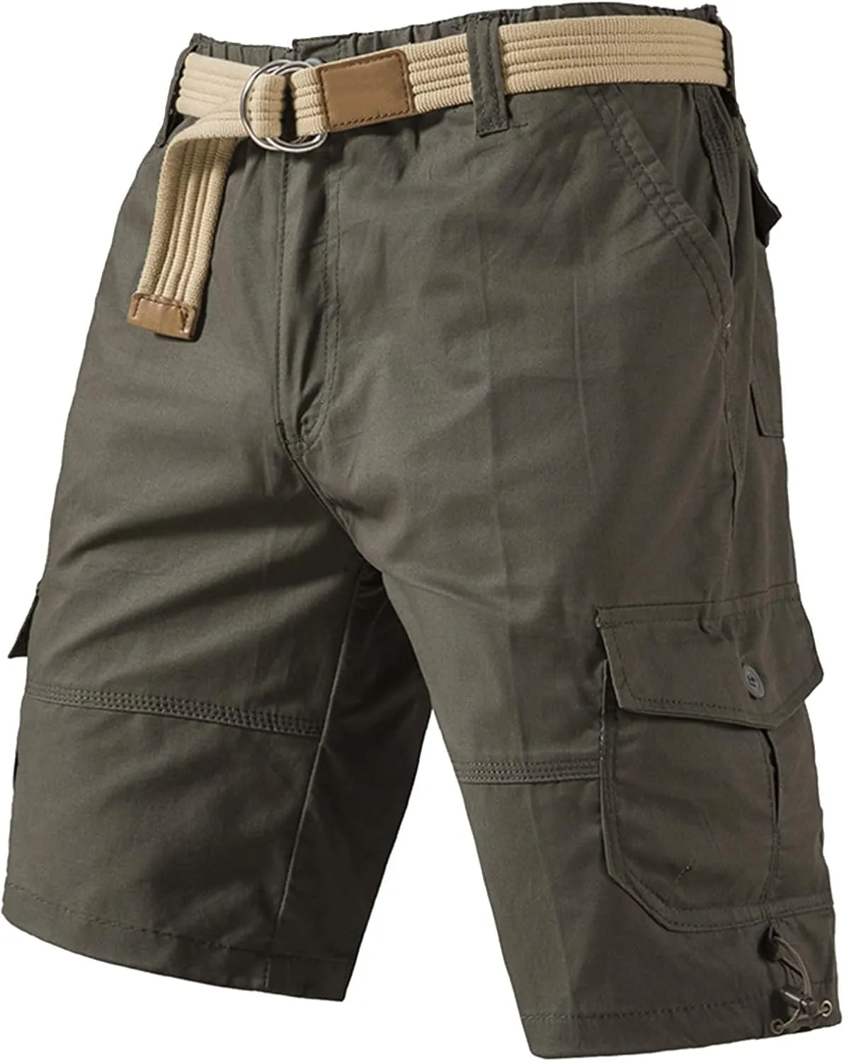 Mens Casual Twill Cargo Shorts 2025 Summer Cotton Elastic Waist Relaxed Fit Classic Cargo Stretch Shorts
