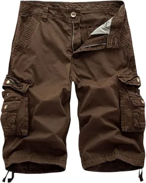 Men's Classic Cargo Stretch Shorts Summer Casual Bermuda Shorts Pants Workout Trouser with Multi Pockets