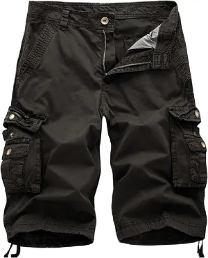 Men's Classic Cargo Stretch Shorts Summer Casual Bermuda Shorts Pants Workout Trouser with Multi Pockets