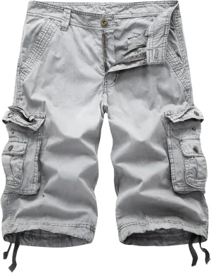 Men's Classic Cargo Stretch Shorts Summer Casual Bermuda Shorts Pants Workout Trouser with Multi Pockets